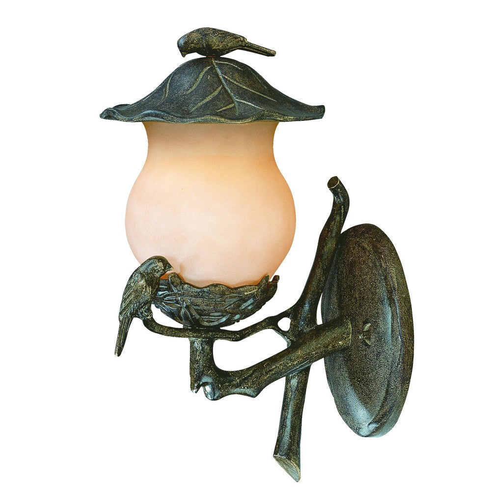 Homeroots Vintage Black And Gold Bird Detail Lantern Wall Light   399206