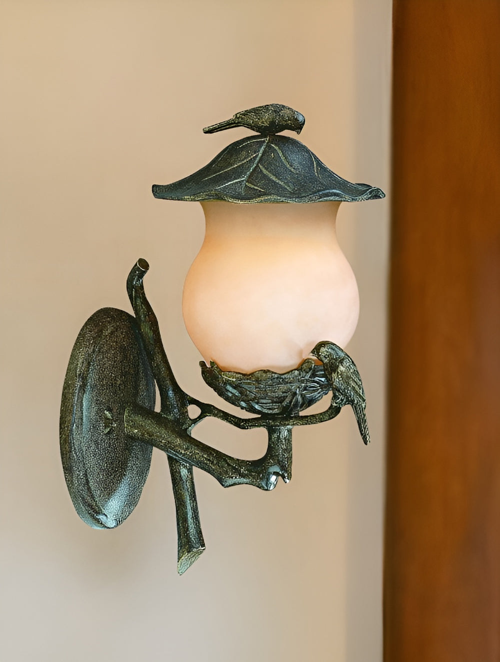 Homeroots Vintage Black And Gold Bird Detail Lantern Wall Light   399206