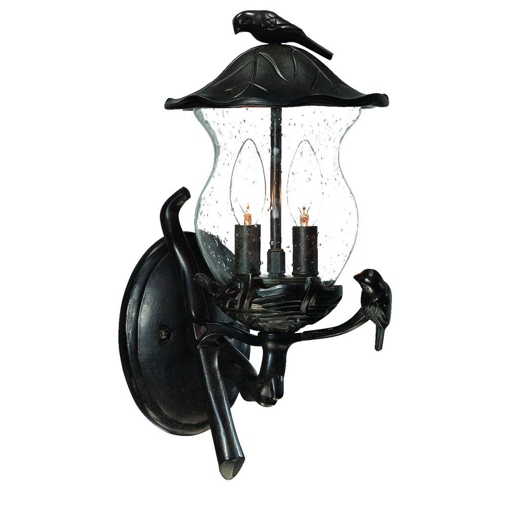 Homeroots Matte Black Bird Detail Lantern Wall Light   399207