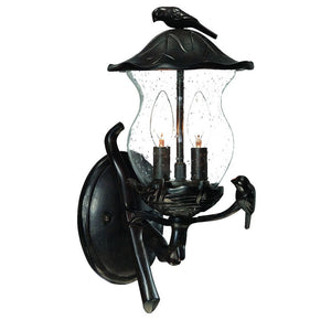 Homeroots Matte Black Bird Detail Lantern Wall Light   399207