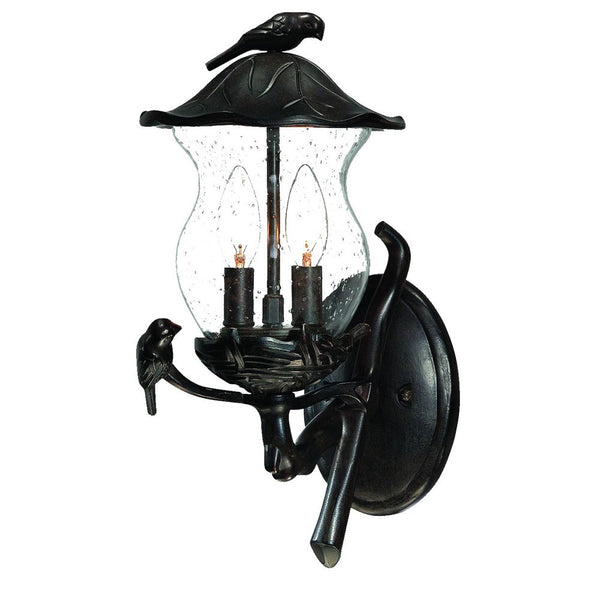 Homeroots Matte Black Bird Detail Lantern Wall Light   399207