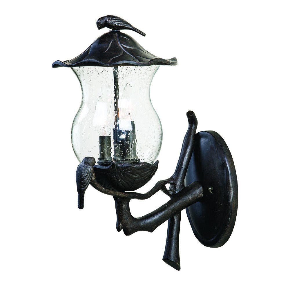 Homeroots Avian 3-light Black Coral Wall Light With Seeded Glass   399209