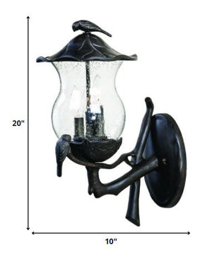 Homeroots Avian 3-light Black Coral Wall Light With Seeded Glass   399209