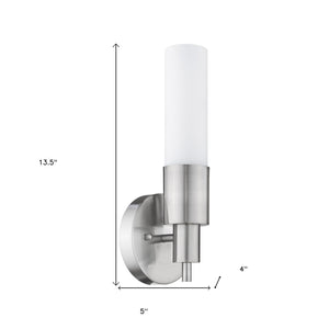Homeroots Silver Narrow Wall Light With Frosted Glass Shade   399210