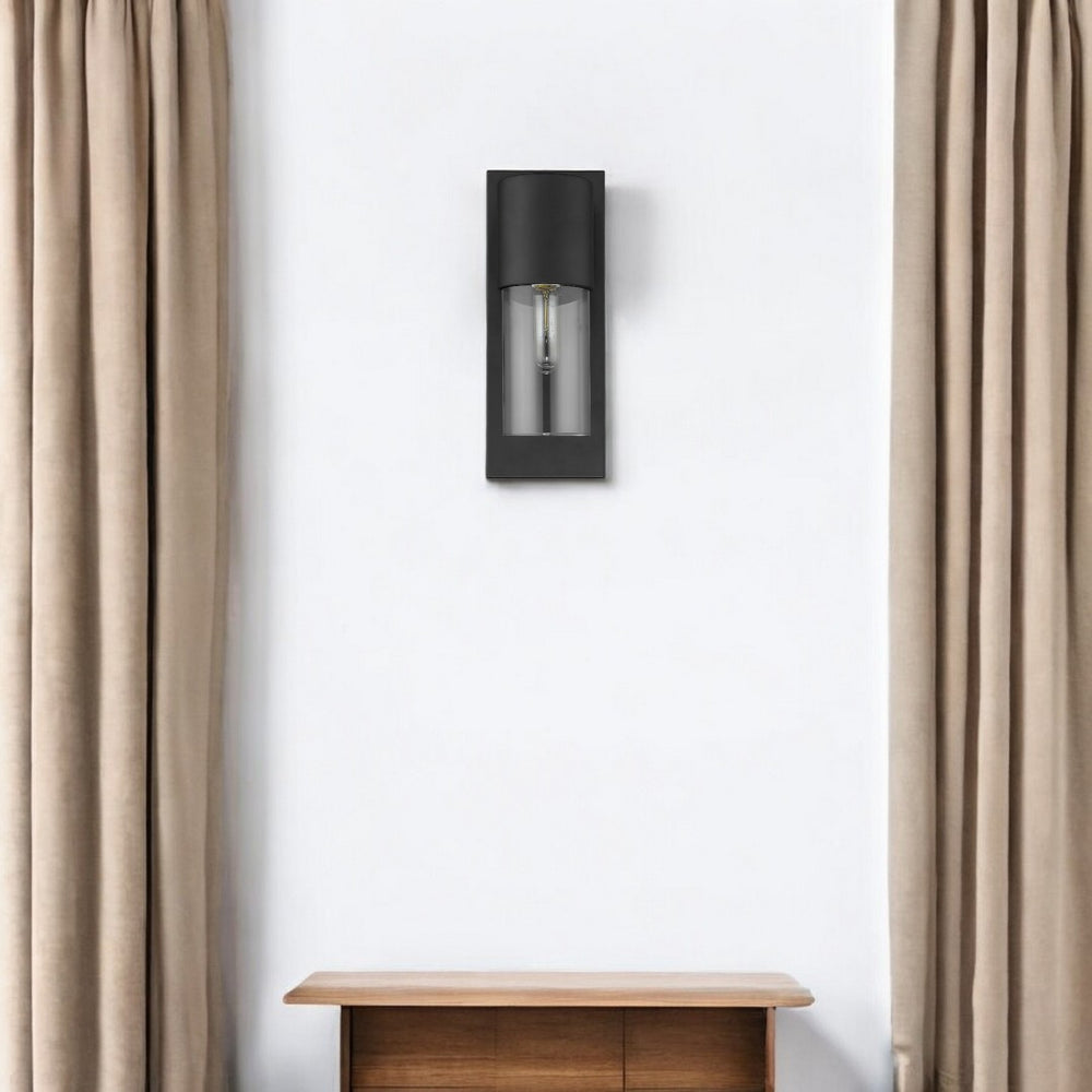HomeRoots Contemporary Matte Black & Clear Glass Wall Light – Elegant Modern Fixture for Indoor & Outdoor Use 399211