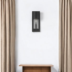 HomeRoots Contemporary Matte Black & Clear Glass Wall Light – Elegant Modern Fixture for Indoor & Outdoor Use 399211