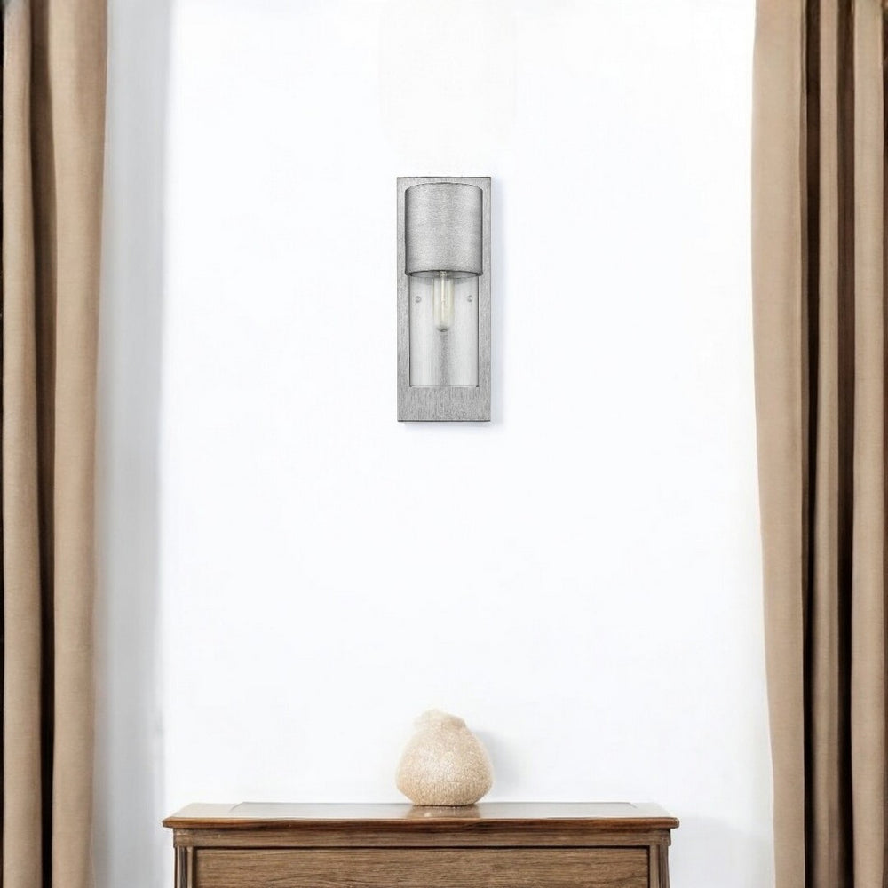 HomeRoots Contemporary Brushed Silver & Glass Wall Light - Modern Ambient Fixture for Indoor & Outdoor Spaces 399212