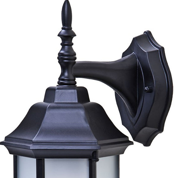 Homeroots Matte Black Frosted Glass Swing Arm Wall Light - Stylish Outdoor Illumination For Modern Spaces   399221