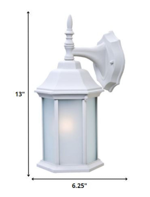 Homeroots White Frosted Glass Swing Arm Wall Light – Stylish Outdoor Fixture With Unique Design & Elegance   399222