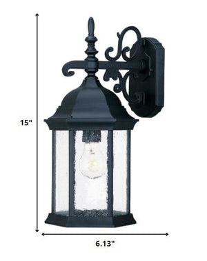 Homeroots Petite Matte Black Domed Hanging Lantern Wall Light   399223