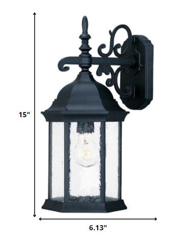 Homeroots Petite Matte Black Domed Hanging Lantern Wall Light   399223