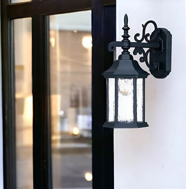 Homeroots Narrow Matte Black Domed Hanging Lantern Wall Light   399224
