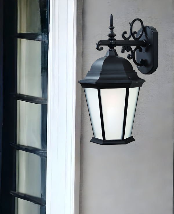 Homeroots Matte Black Domed Hanging Lantern Wall Light   399226
