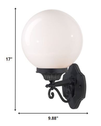 Homeroots Matte Black Round Acrylic Globe Wall Sconce   399229