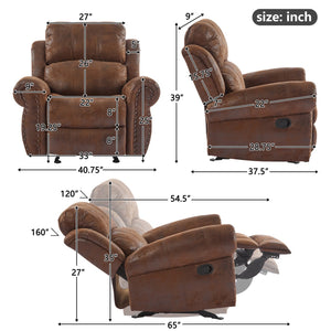 English Elm Christopher Knight Home® - 40.75" Wide Suede Manual Glider Recliner Chair with Rolled Arms, Microfiber Comfort & Infinite Positions Brown N763P264499D