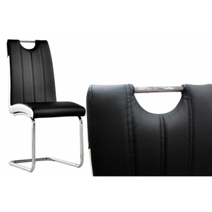English Elm Dining Chair Set Two Tone Faux Leather High Back with Chrome Legs Modern Kitchen Black White B011P439057
