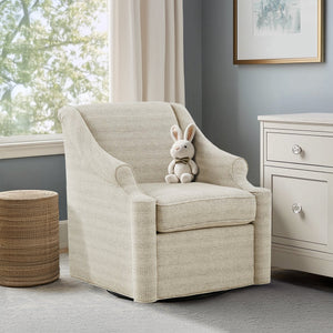 JLA Home Madison Park - Swivel Glider Chair in Tonal Grey-Cream Jacquard — Removable Cushion, 360° Smooth Rocking Comfort MP103-0937