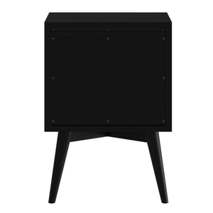 Homeroots 26" Black Two Drawer Solid Wood Nightstand   399246