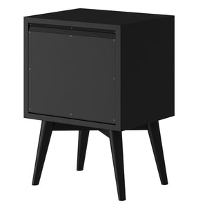 Homeroots 26" Black Two Drawer Solid Wood Nightstand   399246