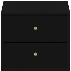 Homeroots 26" Black Two Drawer Solid Wood Nightstand   399246