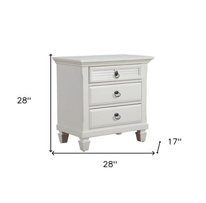 Homeroots White Plantation 3 Drawer Nightstand   399249