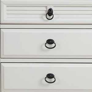 HomeRoots 28" White Wood Three Drawer Nightstand - Coastal Charm, Easy Storage & No Assembly Required! 399249