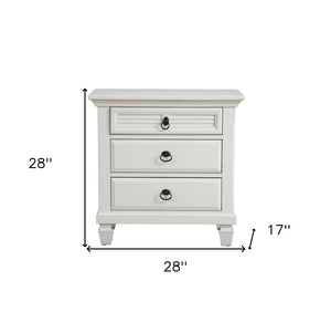 HomeRoots 28" White Wood Three Drawer Nightstand - Coastal Charm, Easy Storage & No Assembly Required! 399249