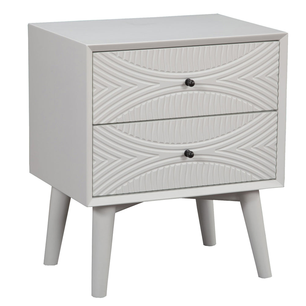 Homeroots White Groovy 1 Drawer Wood Nightstand   399253