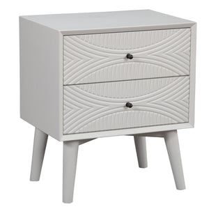 Homeroots White Groovy 1 Drawer Wood Nightstand   399253