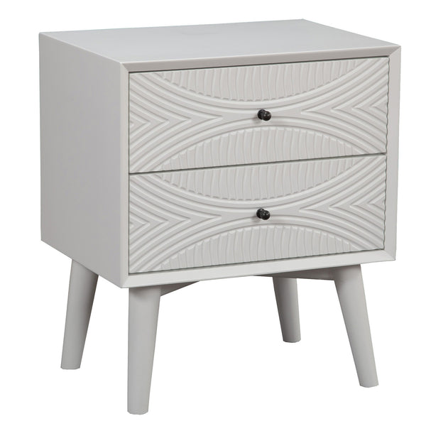 Homeroots White Groovy 1 Drawer Wood Nightstand   399253