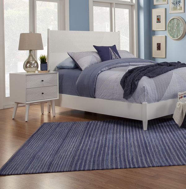 Homeroots White Groovy 1 Drawer Wood Nightstand   399253