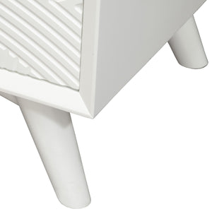 Homeroots White Groovy 1 Drawer Wood Nightstand   399253