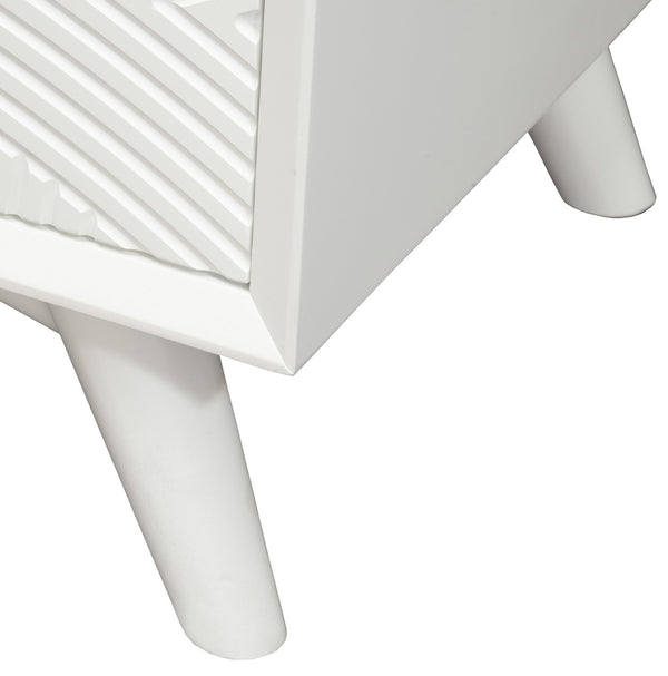 Homeroots White Groovy 1 Drawer Wood Nightstand   399253