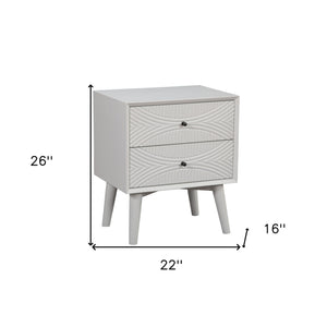 Homeroots White Groovy 1 Drawer Wood Nightstand   399253