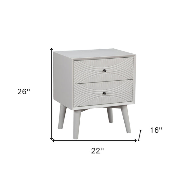 Homeroots White Groovy 1 Drawer Wood Nightstand   399253