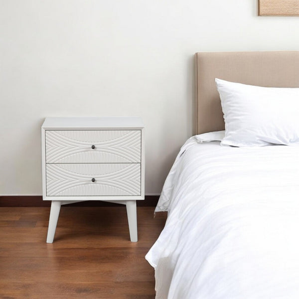 HomeRoots 26" Solid Wood Two-Drawer Nightstand with Contemporary Design for Stylish and Functional Storage Solutions 399253