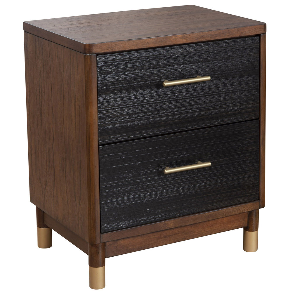 Homeroots Dark Walnut And Black Mod Drawer Nightstand   399254