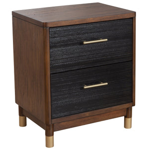 Homeroots Dark Walnut And Black Mod Drawer Nightstand   399254