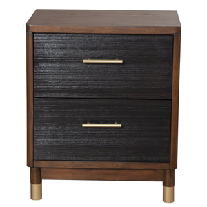 Homeroots Dark Walnut And Black Mod Drawer Nightstand   399254