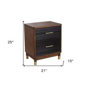 Homeroots Dark Walnut And Black Mod Drawer Nightstand   399254