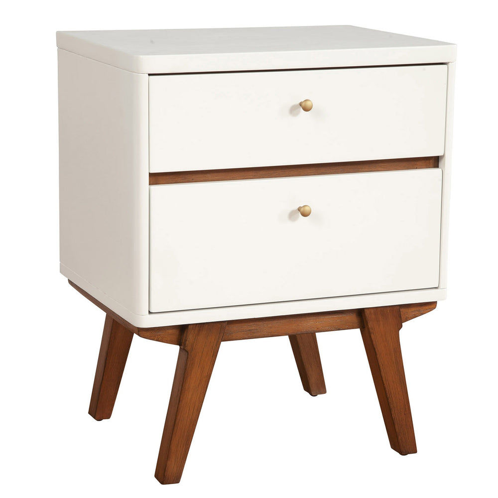 Homeroots 26" White Two Drawer Wood Nightstand   399255