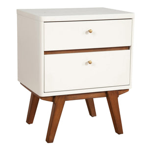 Homeroots 26" White Two Drawer Wood Nightstand   399255