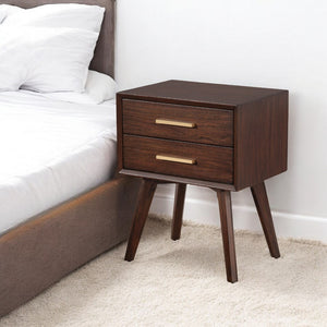 HomeRoots 25" Solid Wood Nightstand with Two Drawers – Durable Storage Solution for Bedroom & Living Spaces 399256