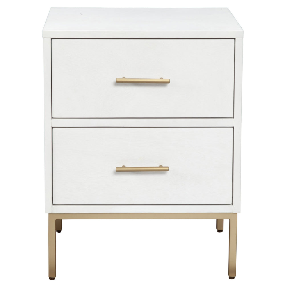Homeroots White And Gold Lines 2 Drawer Nightstand   399257