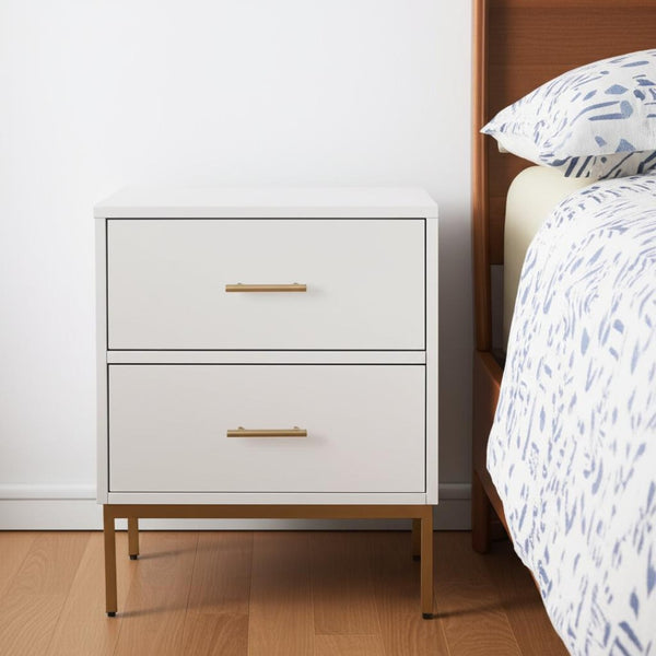 HomeRoots 26" Solid Wood Nightstand with Two Drawers - Elegant Storage Solution for Bedroom & Living Spaces 399257