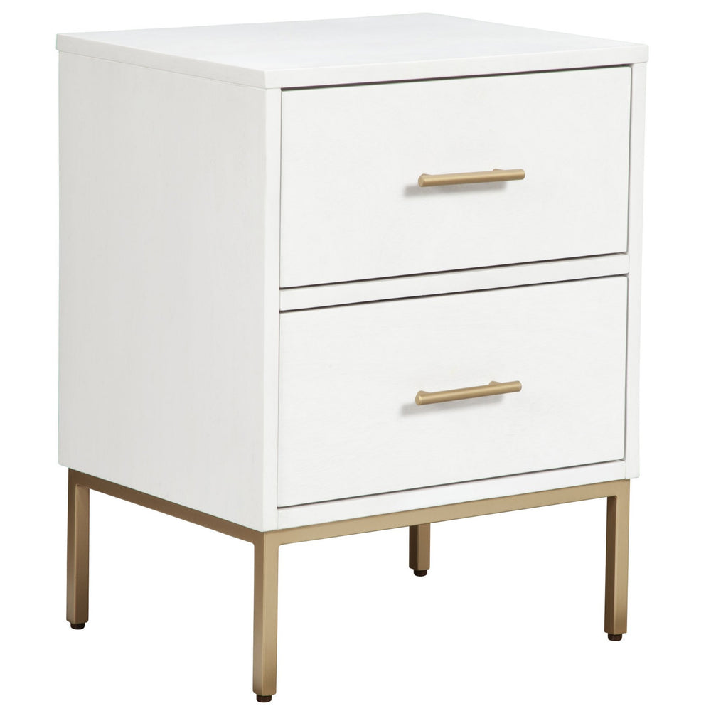 Homeroots White And Gold Lines 2 Drawer Nightstand   399257