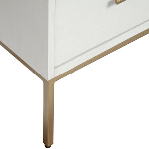 Homeroots White And Gold Lines 2 Drawer Nightstand   399257