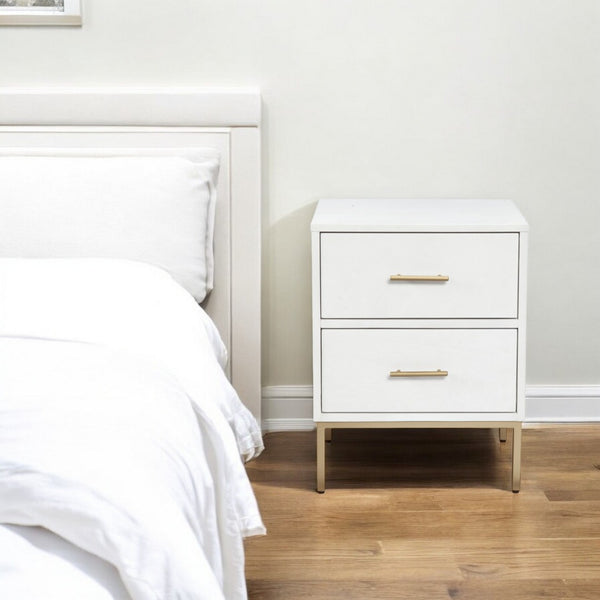 HomeRoots 26" Solid Wood Nightstand with Two Drawers - Elegant Storage Solution for Bedroom & Living Spaces 399257