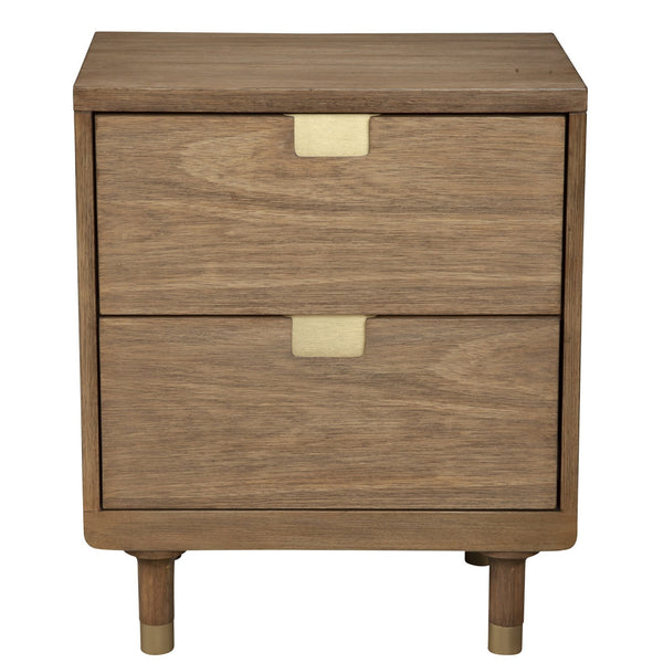 Homeroots Sandy Brown And Gold 2 Drawer Nightstand   399258