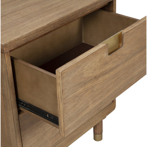 Homeroots Sandy Brown And Gold 2 Drawer Nightstand   399258